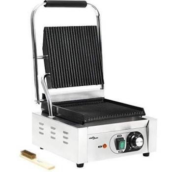 vidaXL Grill Parrilla Eléctrica Estriada de Acero Inoxidable 1800 W Plancha