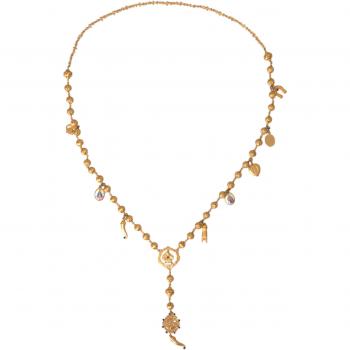Gold Brass Beaded Statement Sicily Necklace