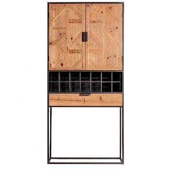 Armario Multiusos de Madera de Abeto en Color Gris/Natural - 80x40x170cm