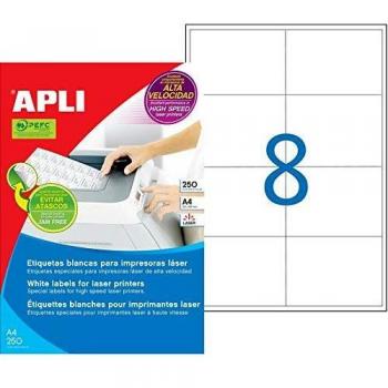 APLI 2523 - Etiquetas blancas permanentes para láser 97,0 x 67,7 mm 250 hojas