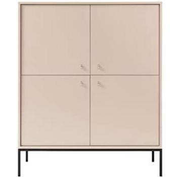 Aparador Lima J102, Aglomerado Laminado, 4 Puertas, Negro y Beige, 126x104x39 cm
