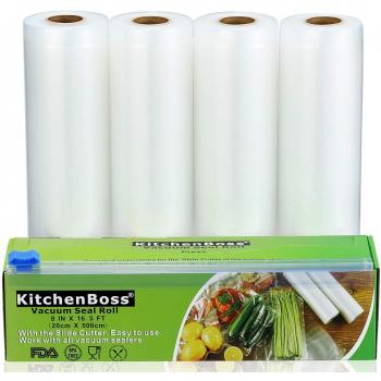 KitchenBoss Bolsas al Vacío 4 Rolls 20x500cm con Caja de Corte