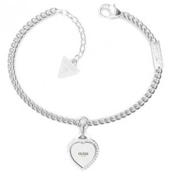 Brazalete Guess Ladies Bracelet JUBB01422JWRHL, 13 mm corazón y circonita cúbica blanca, Large, Acero inoxidable, Circonita cúbica