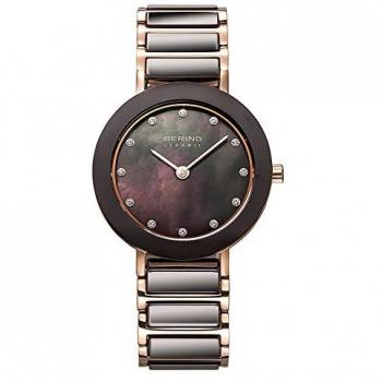 Reloj de Cuarzo para Mujer Bering 11429-765 con Caja de Acero Inoxidable de 29 mm, Acabado en Oro Rosa, Esfera Marrón y Brazalete de Acero Inoxidable