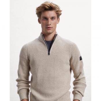 Jersey de hombre ECOALF Merto beige con media cremallera y cuello alto