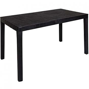 SATURNIA Mesa Resina Lamas Antracita Sumatra 138x80 cm, Poliéster, 138x80x8 cm