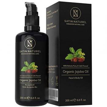 GANADOR 06/20* Aceite de Jojoba ORGÁNICO - Vegano + Prensado en Frío - Rico en Vitamina E para una Piel Suave y Pelo y Uñas Sanas - Envasado en Botella de Vidrio de 200 ml - 100% Puro y Natural