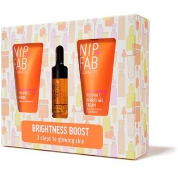 NIP+FAB Brightness Boost Trio Gift Set - Vitamin C Fix Brightness Boost skin care set with vitamin C, designed to brighten, smooth, and hydrate your skin; includes Vitamin C Serum, Gel Cream, and 15% Vitamin C Concentr