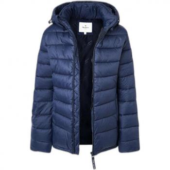 Chaqueta Pepe Jeans Maddie Corta Azul Marino para Mujer con Capucha Desmontable y Cremallera