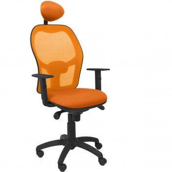 Silla de Oficina Jorquera en Malla Naranja y Asiento Bali, con Cabecero Fijo - Piqueras y Crespo