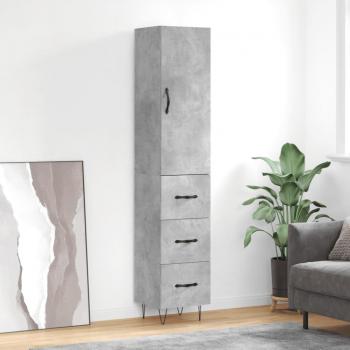 Aparador de madera contrachapada gris hormigón 34,5x34x180 cm VidaXL