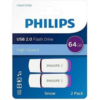 Philips Pack 2 USB 2.0 64GB Snow Edition Purple