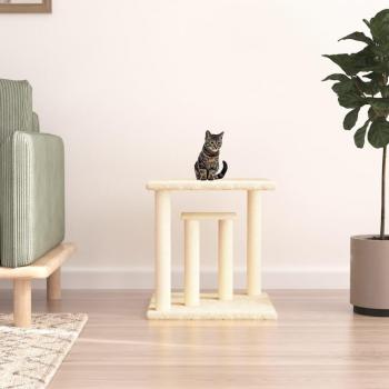 Postes Rascadores para Gatos con Plataformas Escaladores Color Crema, Gris Claro y Gris Oscuro 50 cm
