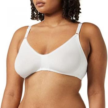 Sloggi Women's Basic+ N Wireless Bra - White Cotton - Size 34C