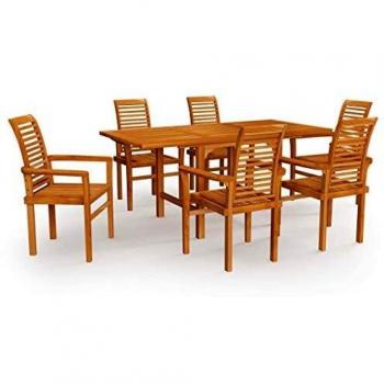 7-Piece Solid Teak Wood Garden Dining Set