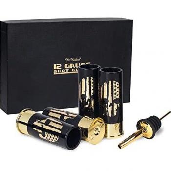 Vasos de chupito de calibre 12 con abrebotellas de bala y vertedor de alcohol de acero inoxidable de