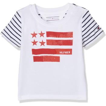 Tommy Hilfiger Flag Cn Tee S/S, Camiseta para Bebés, Blanco