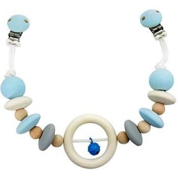 Cadena de Cochecito Natural con Sonajero Azul