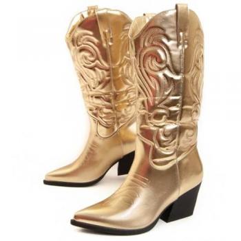 Bota Cowboy De Tacón Para Mujer Montevita Bottavita13 93969 Dorado Talla: 35