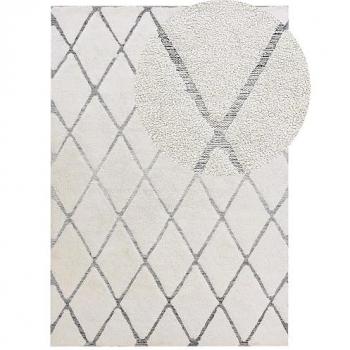 Alfombra moderna de algodón beige gris trenzada a mano 160 x 230 cm Shaggy