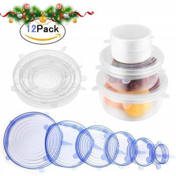 HOBFU Tapa Elástica de Silicona, Fundas para tazones de Silicona, Fundas Protectoras para Alimentos, Sin BPA, 12 PCS