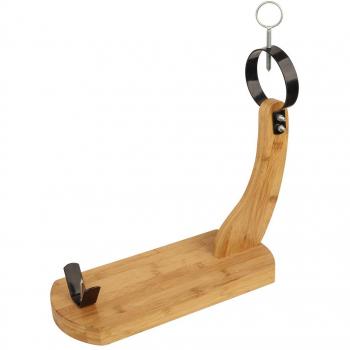 Jamonero modelo Huelva en bambú con base estable, diseño ergonómico y soporte ajustable para facilitar el corte