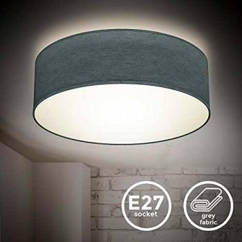 Plafón LED moderno de tela gris 30cm, lámpara de techo para sala, dormitorio y cocina