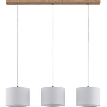 Lámpara colgante Lindby Imarin, 3 luces, color blanco, estilo moderno, hecha de madera y textil, compatible con bombillas E27, ideal para salón y comedor