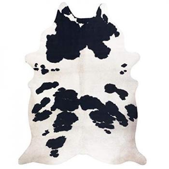 Alfombra de Cuero de Vaca Artificial G5069-1, Blanco y Negro, Multicolor, 180x220 cm