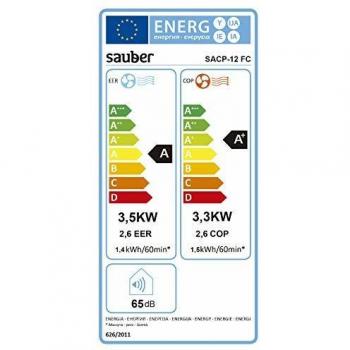 Sauber - Aire Acondicionado Portátil SACP-12FC Bomba de Calor - A/A+ -Frig/H: 3018 | Kcal/H: 3510