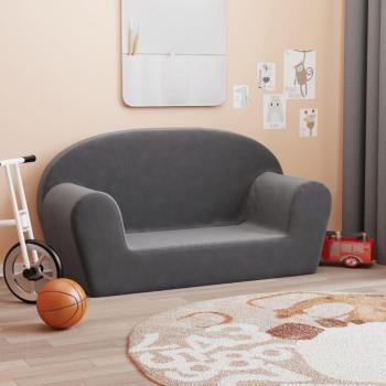 Sofá Infantil 2 Plazas en Felpa Suave Color Antracita