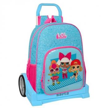 SAFTA MOCHILA CON CARRO EVOLUTION LOL SURPRISE! DIVAS - Mochila Escolar Licencia Oficial - Diseño Ergonómico - Amplio Espacio de Almacenamiento - Bolsillos Multifuncionales, 33x14