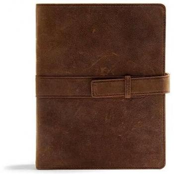 CSB Legacy Notetaking Bible, Tan Genuine Leather with Strap