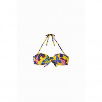 Top de bikini mujer Desigual Alana II - Amarillo con estampado