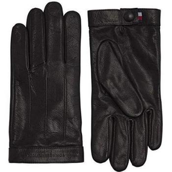 Tommy Hilfiger Logo Embossed Leather Juego de accesorios de invierno, Nero, Large para Hombre