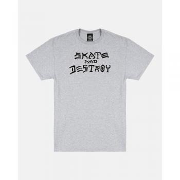 Thrasher Camiseta De Manga Corta Skate And Destroy, Unisex Adulto, Color Gris, Talla S
