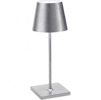 Lámpara de Mesa LED Poldina Mini Batería Interior Plata Recargable y Regulable
