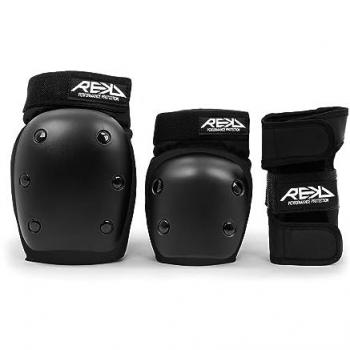 Conjunto de Protecciones Rekd Heavy Duty 3 pack - Rodilleras, coderas y muñequeras para adulto en color negro, ideal para skateboard, patines, bici y otros deportes de acción