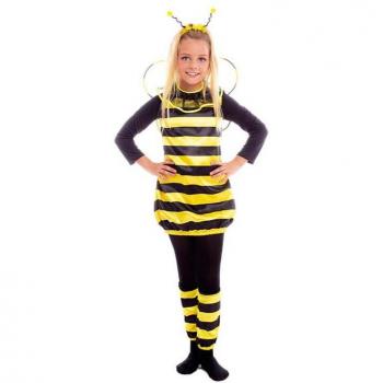 Disfraz de Abeja negro y amarillo con alas para niña