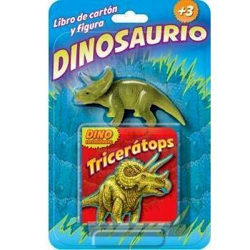 Triceratops libro de carton y figura dinosaurio