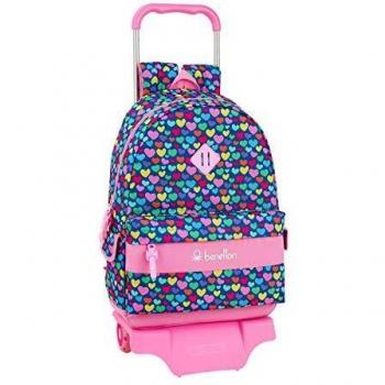 Mochila Escolar Grande de Benetton Cuori Oficial con Carro safta 905, Talla Única