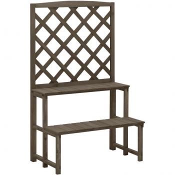 vidaXL Plant Stand with Trellis Grey 70x42x115 cm Solid Fir Wood