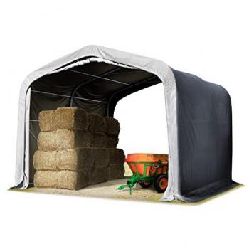 Carpa para forraje 4x4 m, Lona PVC 850 N Gris, para Suelos de Hormigón