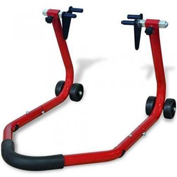 vidaXL Caballete Tipo Delantero para Motocicleta de Color Rojo de Acero Pintado