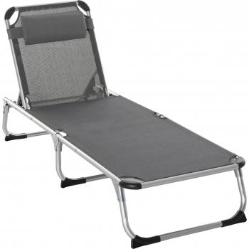 Tumbona Plegable de Aluminio Outsunny con Reposacabezas y Respaldo Ajustable