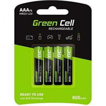Green Cell AAA NiMH Recargable Batteries 800mAh 1.2V Pack of 4