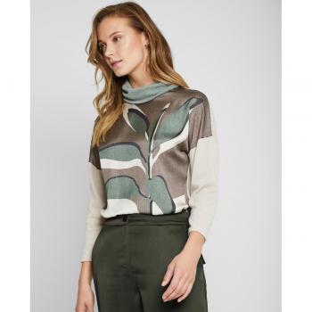 Camiseta de mujer de manga larga con estampado vegetal