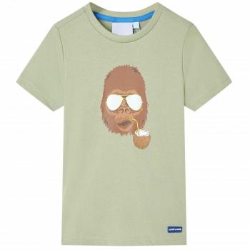 Camiseta de manga corta infantil caqui claro 128