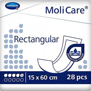 MoliCare Rectangular 5 Gotas - Compresas Absorbentes Incontinencia 15x60 cm, Paquete de 28 unidades