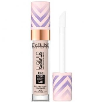 Eveline Cosmetics Liquid Camouflage Waterproof Concealer with Hyaluronic Acid, Shade 02 Light Vanilla, 7.5 ml